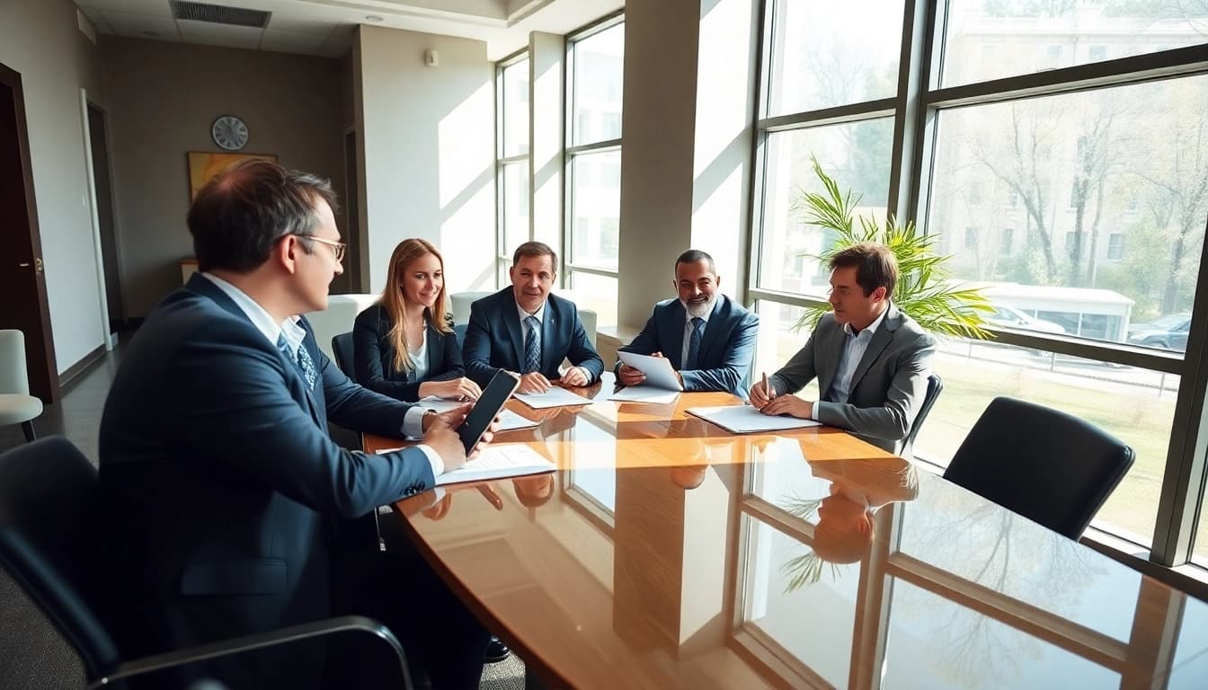 Collaborative team discussing Escrow Services in a professional office environment.