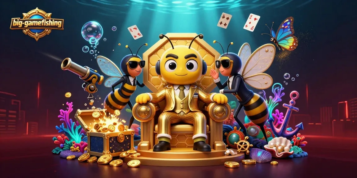 Experience big-gamefishing excitement with a 3D scene filled with vibrant casino elements.
