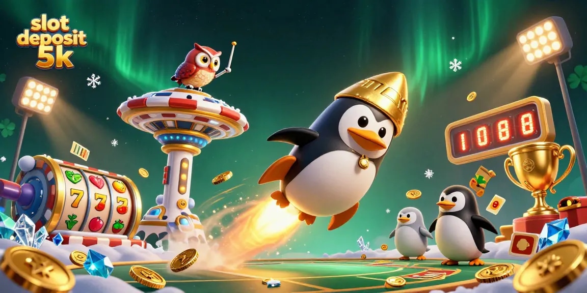 Spin the excitement with slot deposit 5k in this dazzling casino adventure illustration
