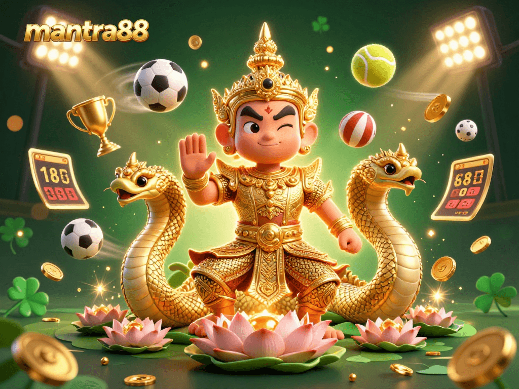 Bet on the action and excitement with mantra88 in a vibrant sports-themed casino scene.