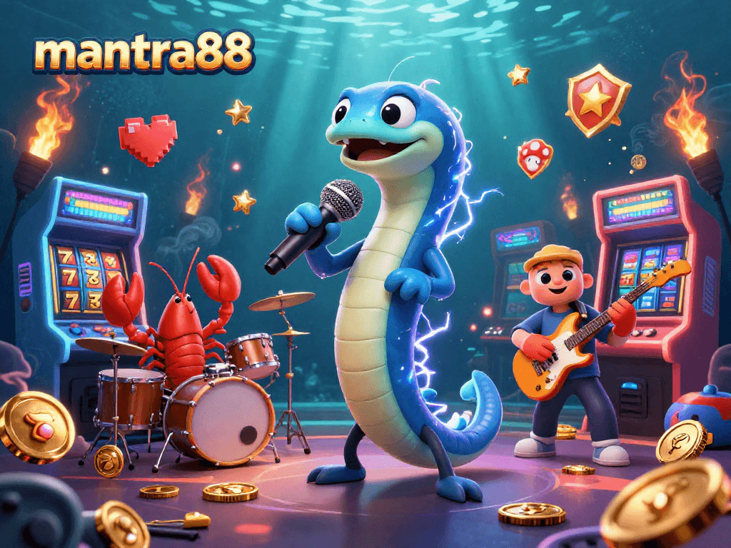 Experience mantra88's vibrant underwater casino with colorful characters and gaming elements.