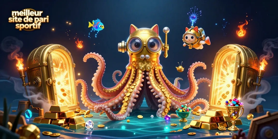 Explorez le meilleur site de pari sportif avec des personnages de jeux et des trésors scintillants.
