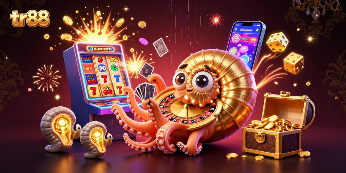 Experience the vibrant excitement of tr88 casino games with a dazzling jackpot scene featuring a giant nautilus roulette wheel.