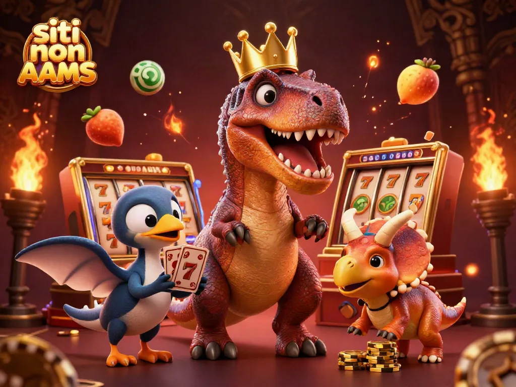 Gioca nei migliori siti non AAMS con T-Rex che pesca carte, triceratops con chip d'oro e slot incredibili.
