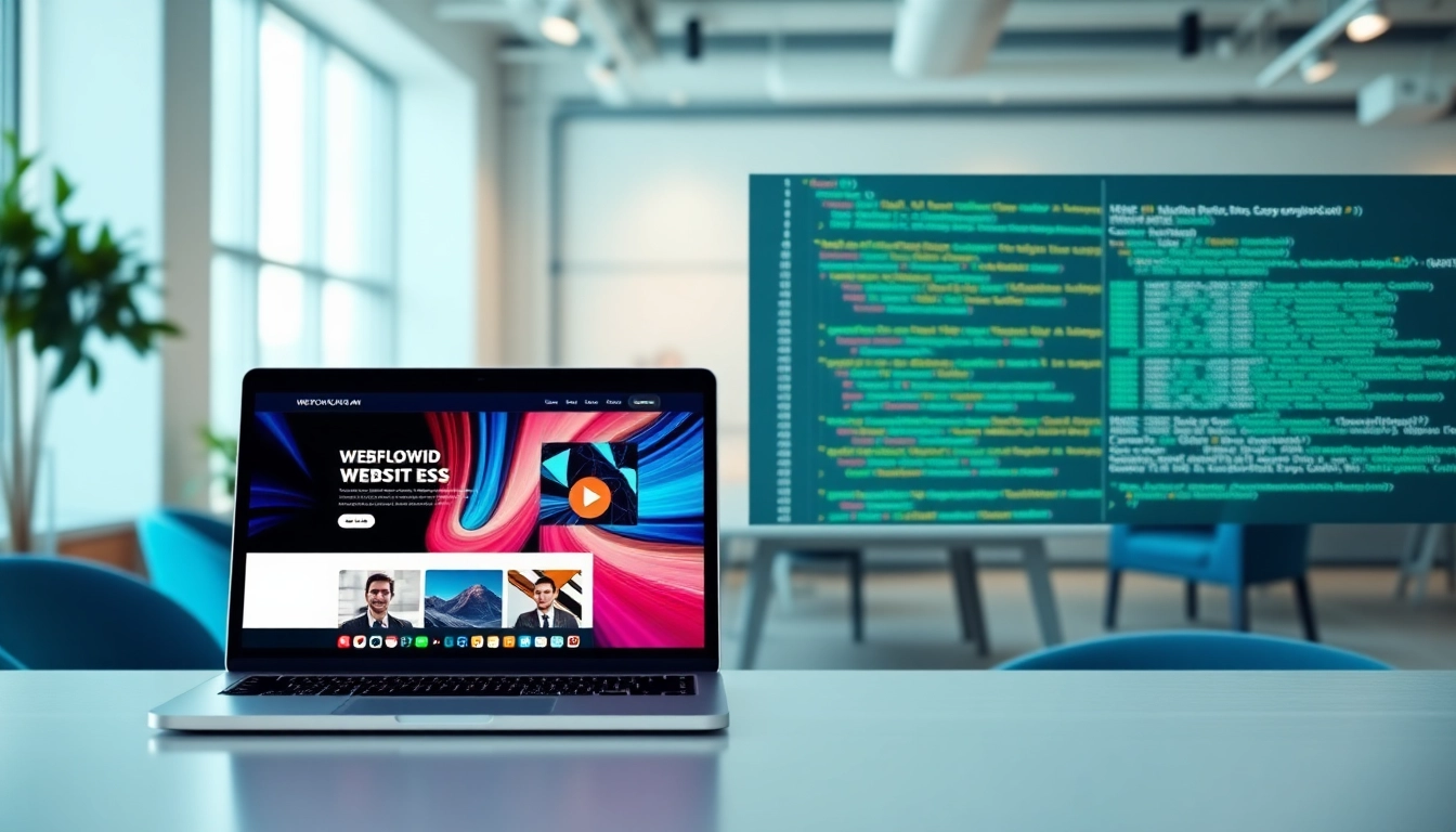 Visualizing Webflow vs custom AI website design with modern setups depicting innovation.