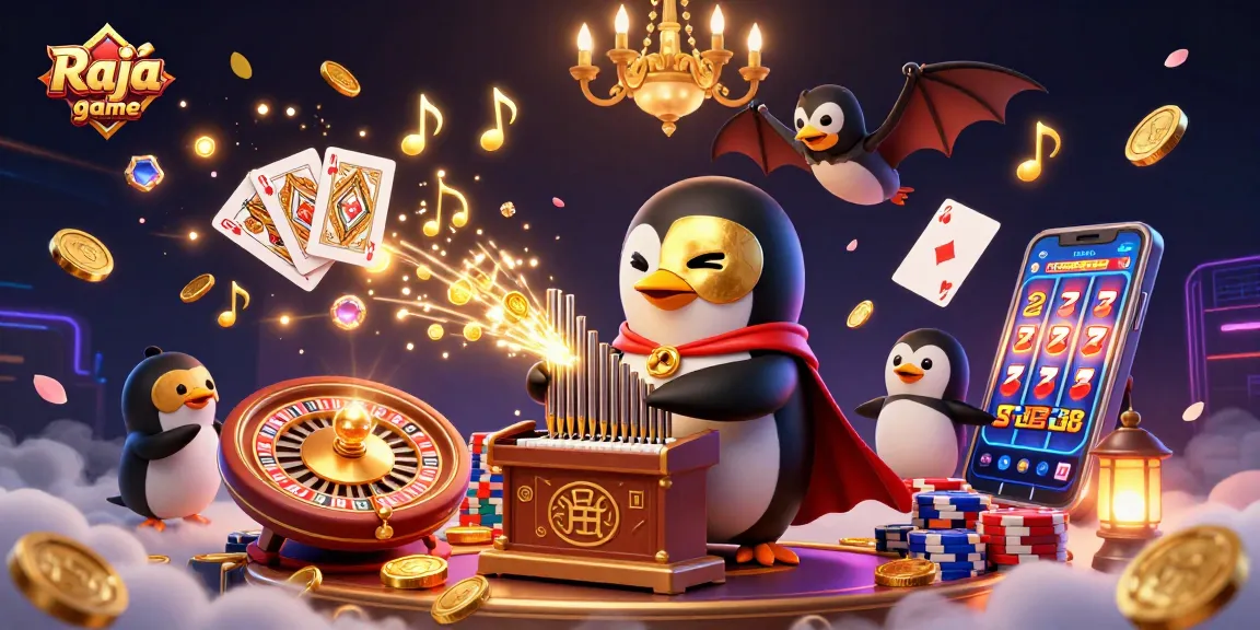 Experience the thrill of Raja game with a captivating 3D casino scene illustrating excitement and fortune.