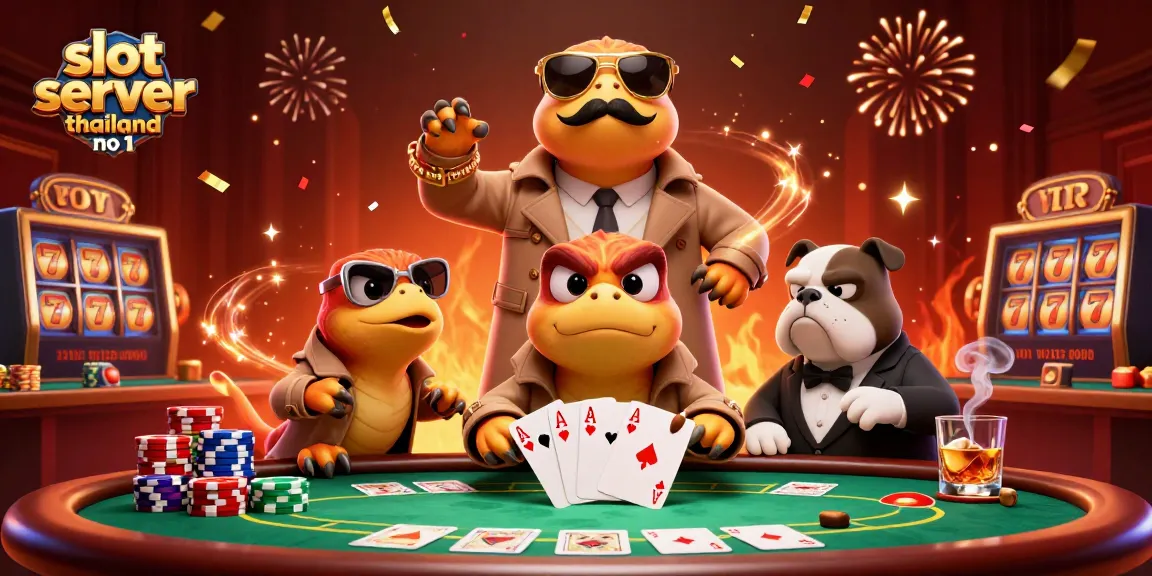 Engage in fun with slot server thailand no 1 as cartoon raptors navigate a casino scene filled with thrills.