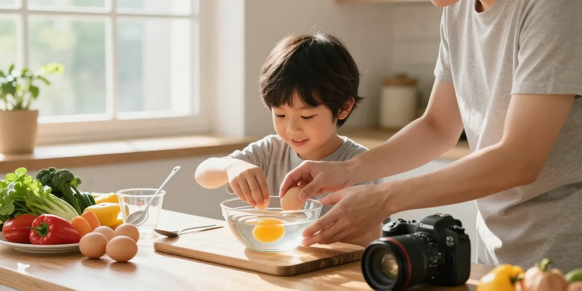 Panduan Egg Float Test Sumber dari https://www.eggfloattest.com/contact, memperlihatkan keluarga mengecek kesegaran telur di dapur dengan suasana hangat.