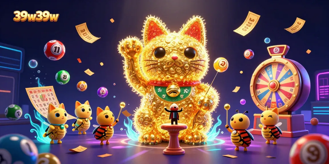 Engage with the vibrant world of 39w39w as a lucky cat comes alive amidst thrilling casino symbols.