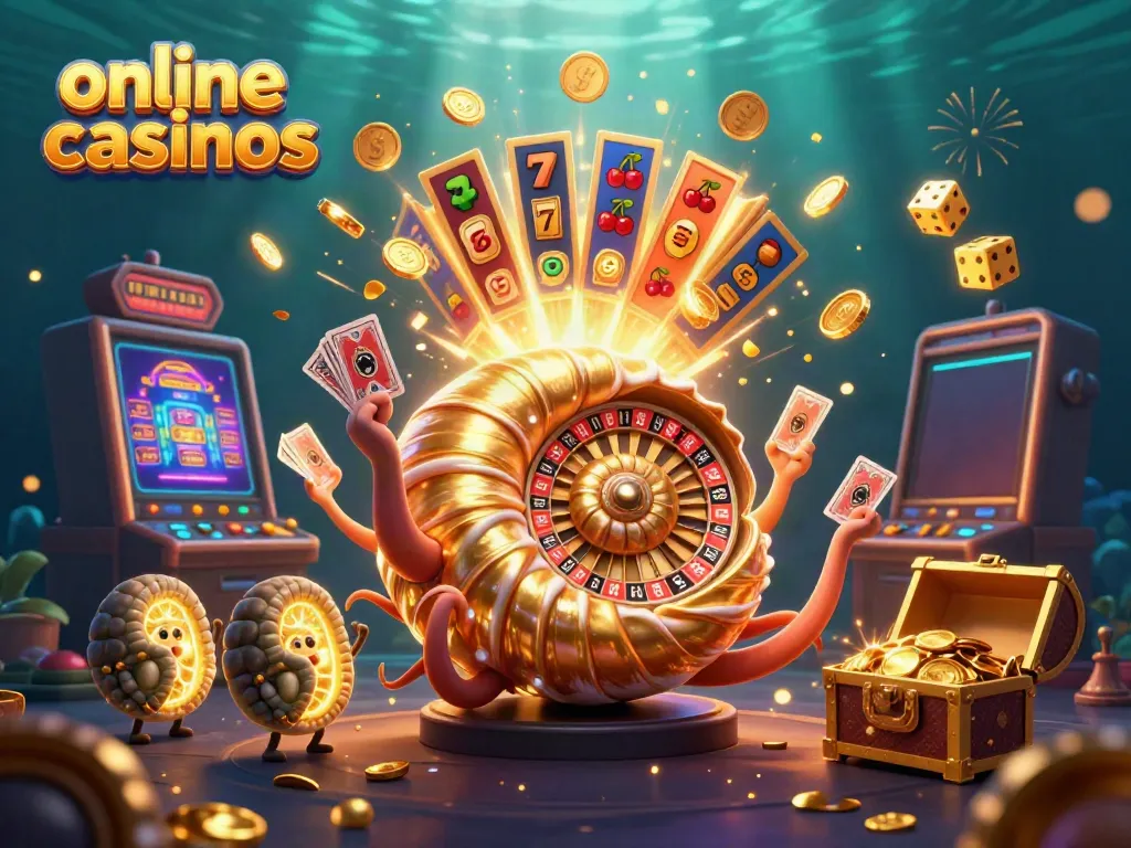 Engaging 3D illustration showcasing online casinos with dynamic characters, slot machines, and vibrant casino elements.