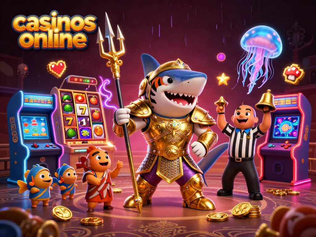 Slots y juegos en casinos online con tiburón gladiador en coliseo submarino