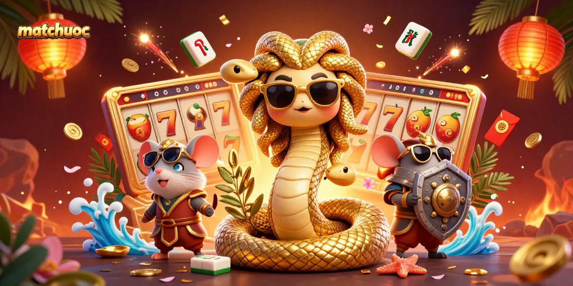 Experience matchuoc's thrilling jackpot excitement with cute characters in a vibrant casino atmosphere.
