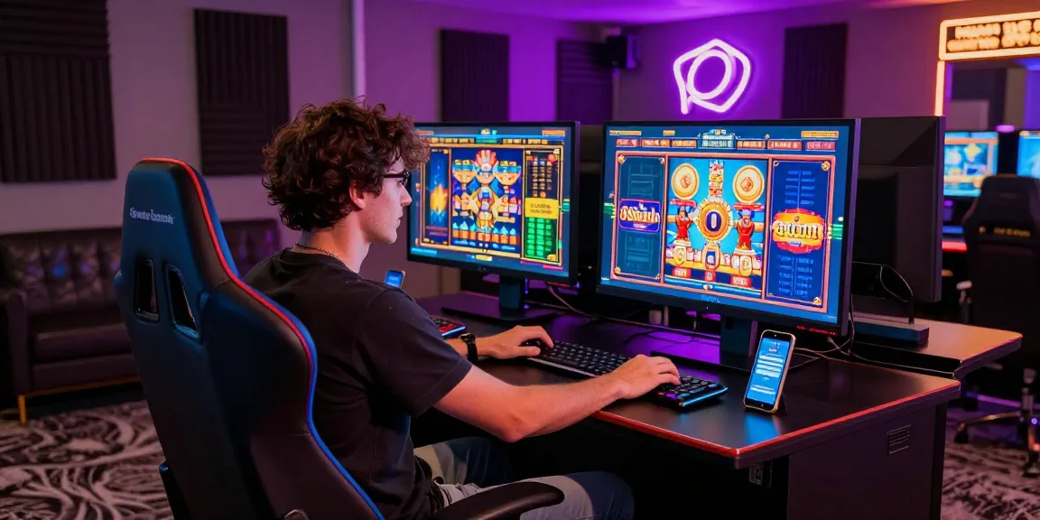 Exciting gaming setup with player enjoying slot88 resmi games, immersive atmosphere with colorful lights and high-definition graphics.