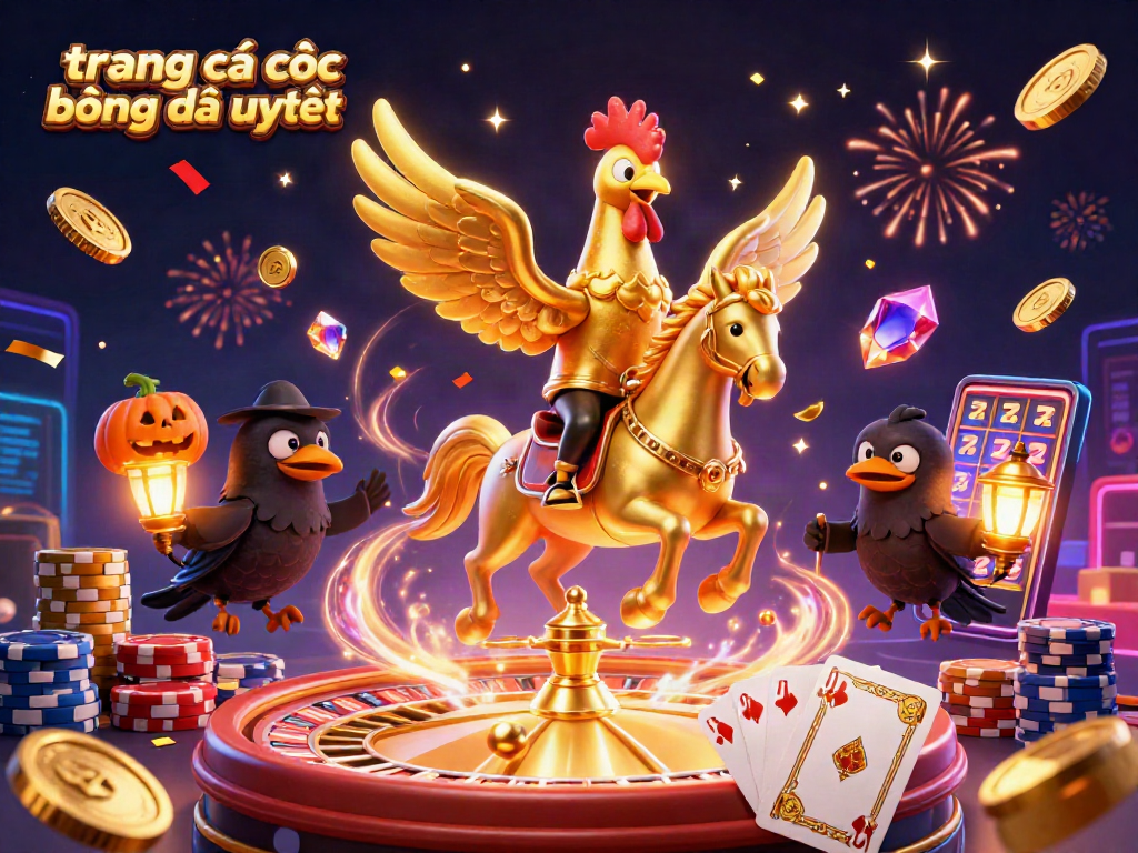 Chiến thắng lớn tại trang cá cược bóng đá uy tín với hình ảnh những con gà vàng và sự phấn khích trong không gian sòng bạc.