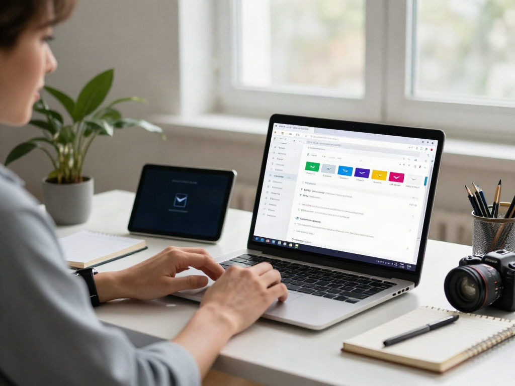 Email management at Yahoo with a modern home office setting