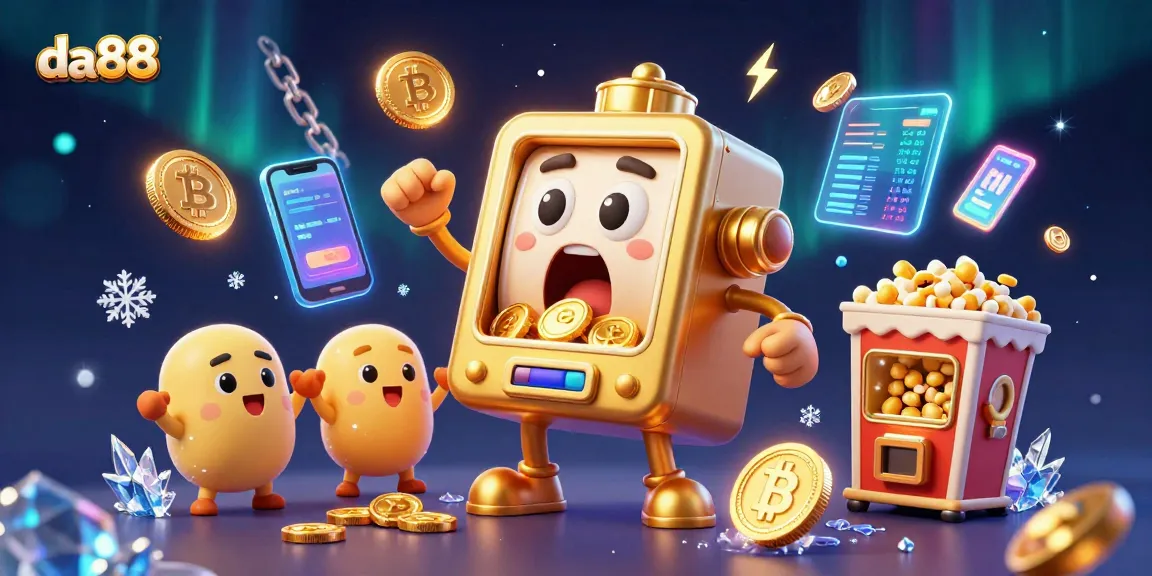 Celebrate a jackpot victory with da88's vibrant slots and crypto elements in a thrilling scene.