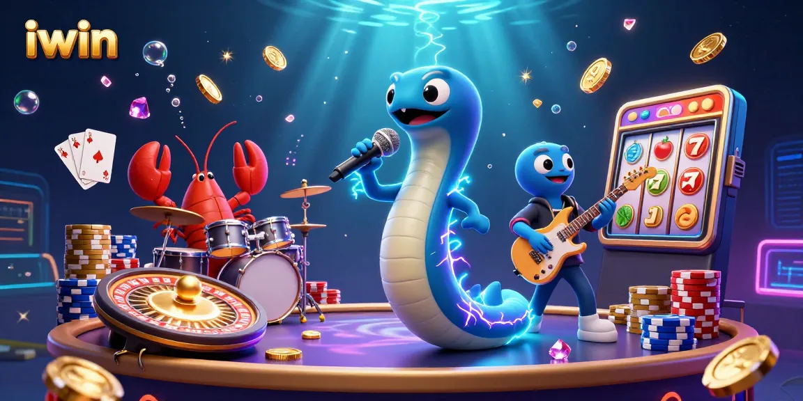 iwin showcases an underwater casino scene with animated characters and vibrant gambling elements.