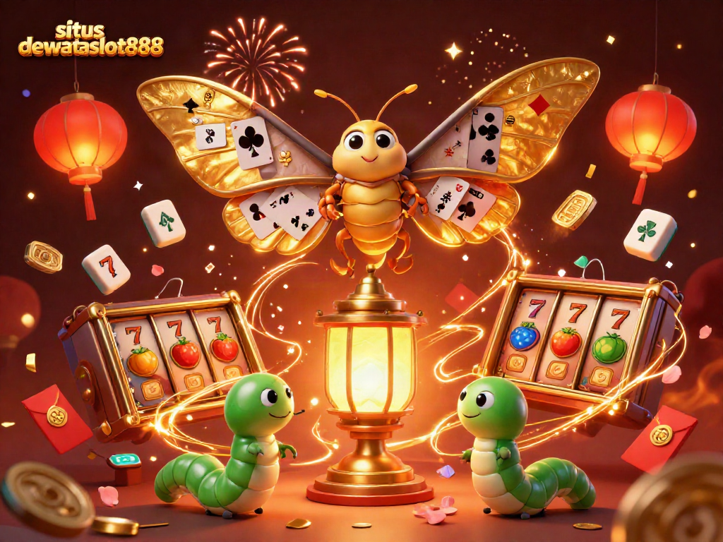 Mainkan di situs dewataslot888 dengan ilustrasi kasino 3D yang penuh warna dan detail pesta.