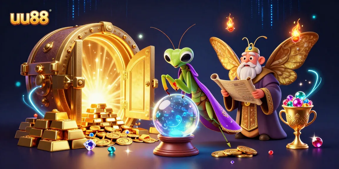 uu88 players exploring fortune with a whimsical fortune teller and treasures in captivating ambience