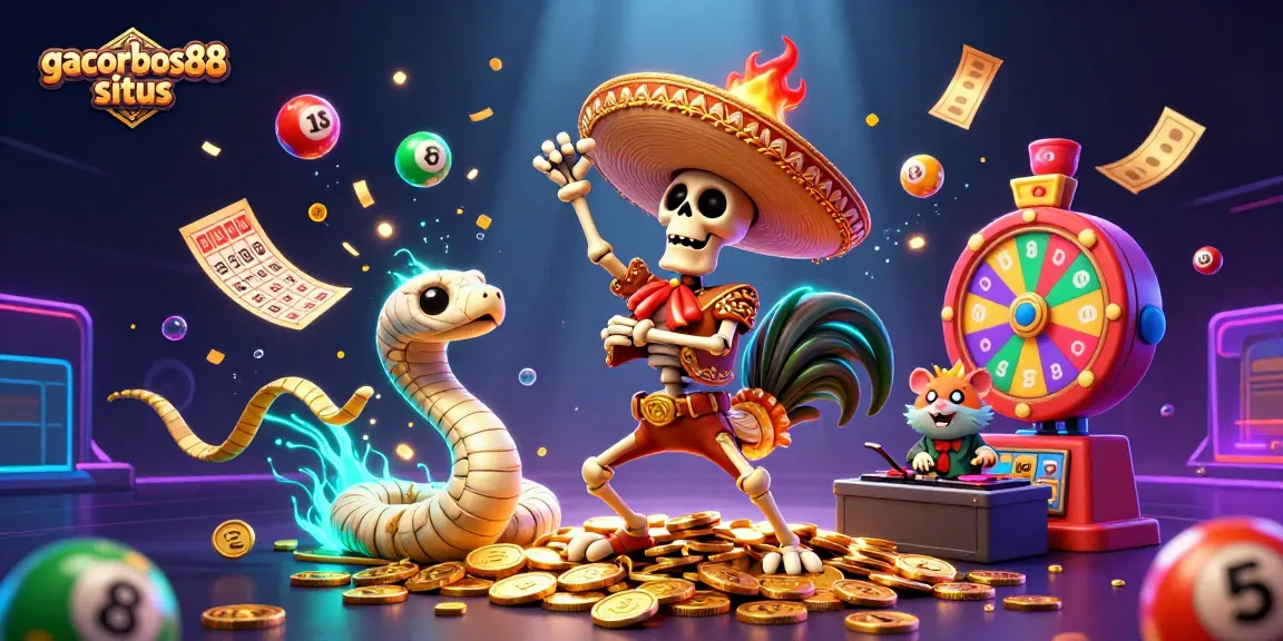 Engage in vibrant gameplay with gacorbos88 situs, featuring lively characters amongst dynamic casino elements.