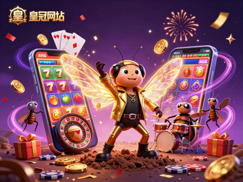 皇冠网址老虎机游戏中，3D蟋蟀摇滚明星与甲虫鼓手共鸣，创造精彩娱乐时刻。