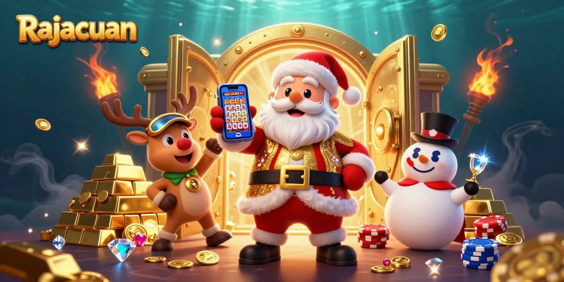 Experience the excitement of Rajacuan's jackpot slots with Santa and his festive friends.