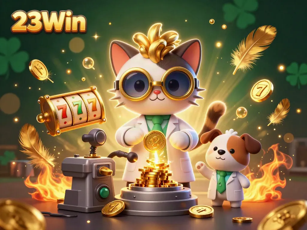 Engage with 23Win's exciting gameplay amid golden sparkles and dynamic casino elements.