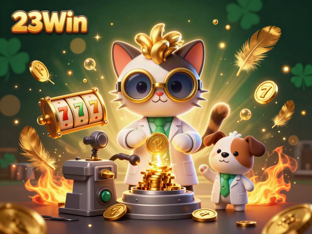 Engage with 23Win's exciting gameplay amid golden sparkles and dynamic casino elements.