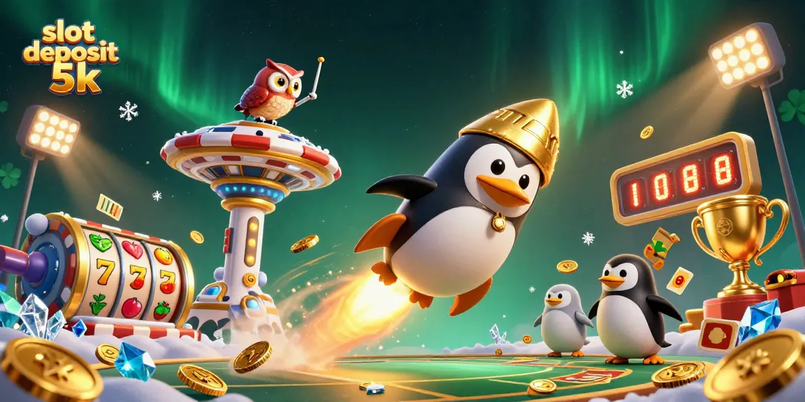 Spin the excitement with slot deposit 5k in this dazzling casino adventure illustration