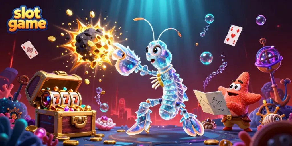 Engage with the thrilling slot game scene featuring vibrant characters and dynamic symbols.