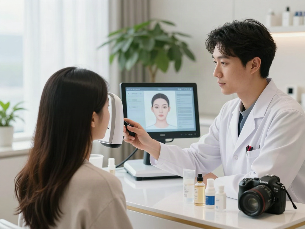 ClinicEvo better than QOVES facial analysis consultation in a modern clinic.