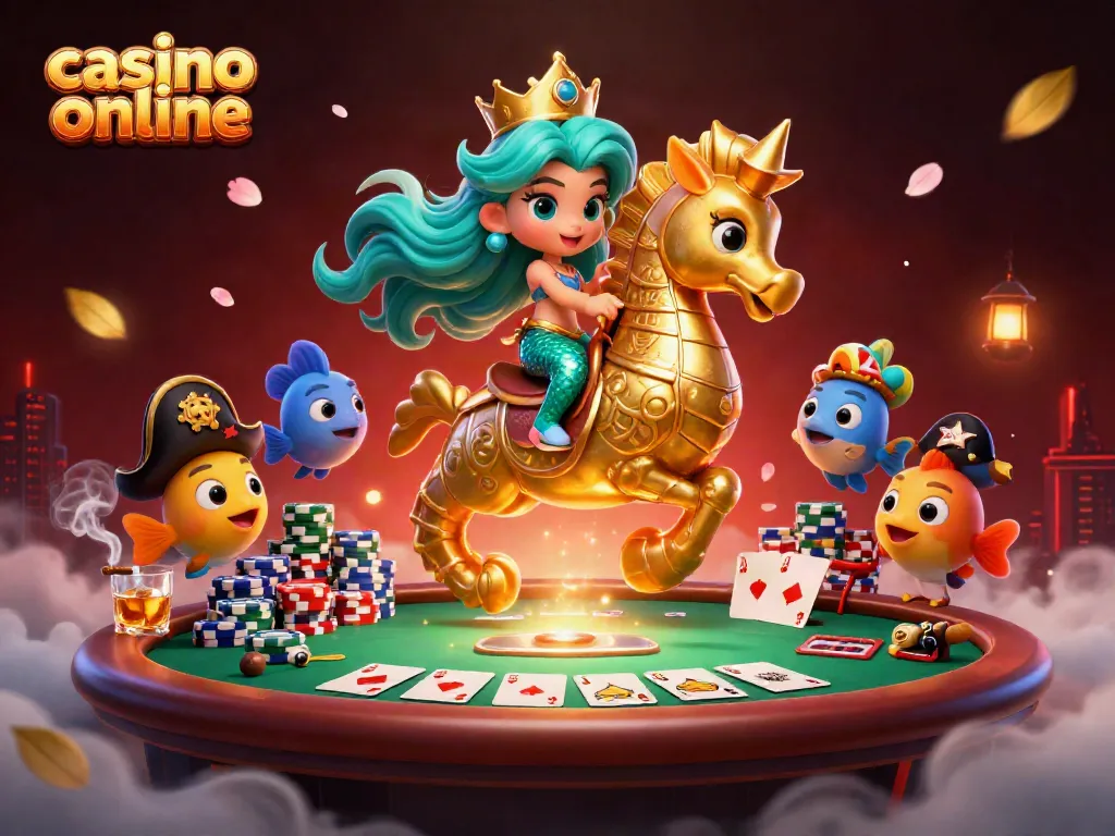 Juega en un casino online mientras disfrutas de una emocionante mano de póker rodeado de colores vibrantes.