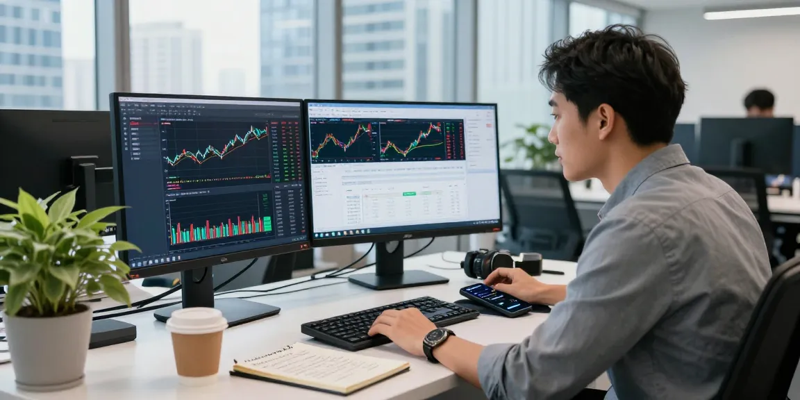 Focused analyst utilizing NAGA2000 platform in modern trading office