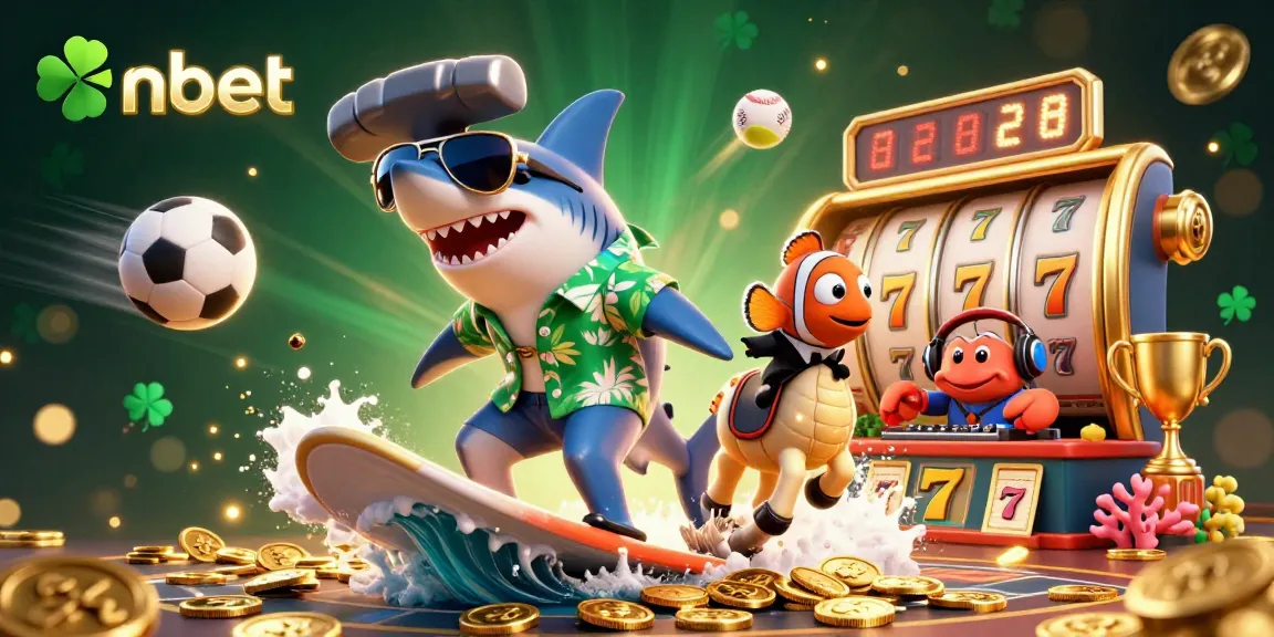 Engage with nbet in winning slots and thrills, featuring a shark, clownfish, and crab DJ.
