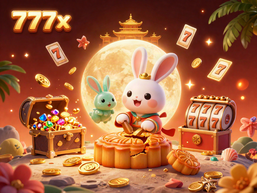 Experience exhilarating games at 777x with vibrant casino elements including poker chips and slot reels flying around.