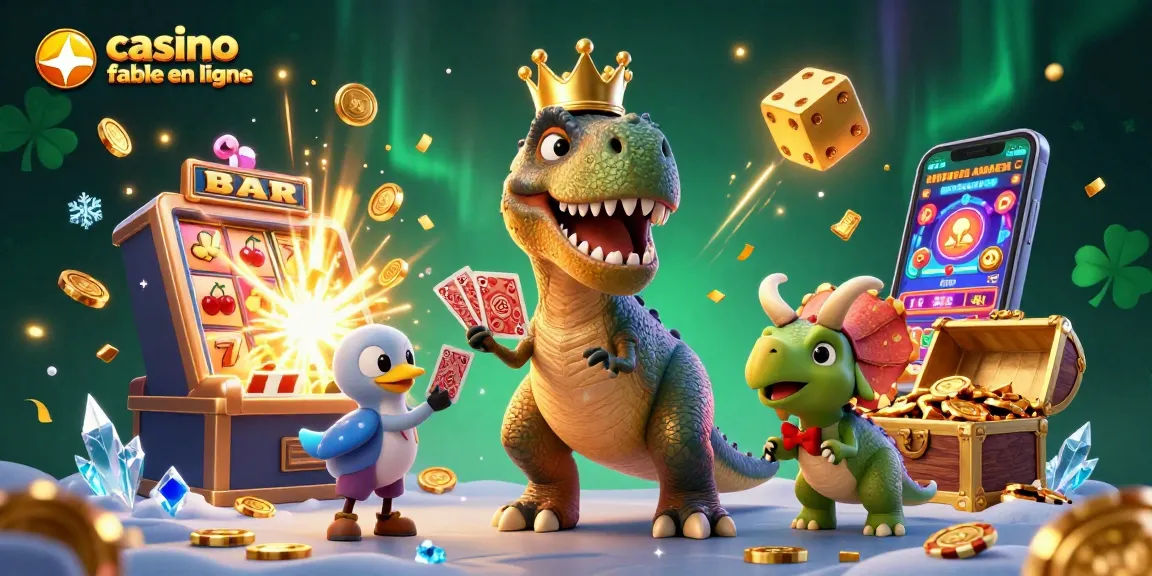 Jouer à des jeux de casino fiables en ligne avec des personnages de dinosaures dans une scène captivante.