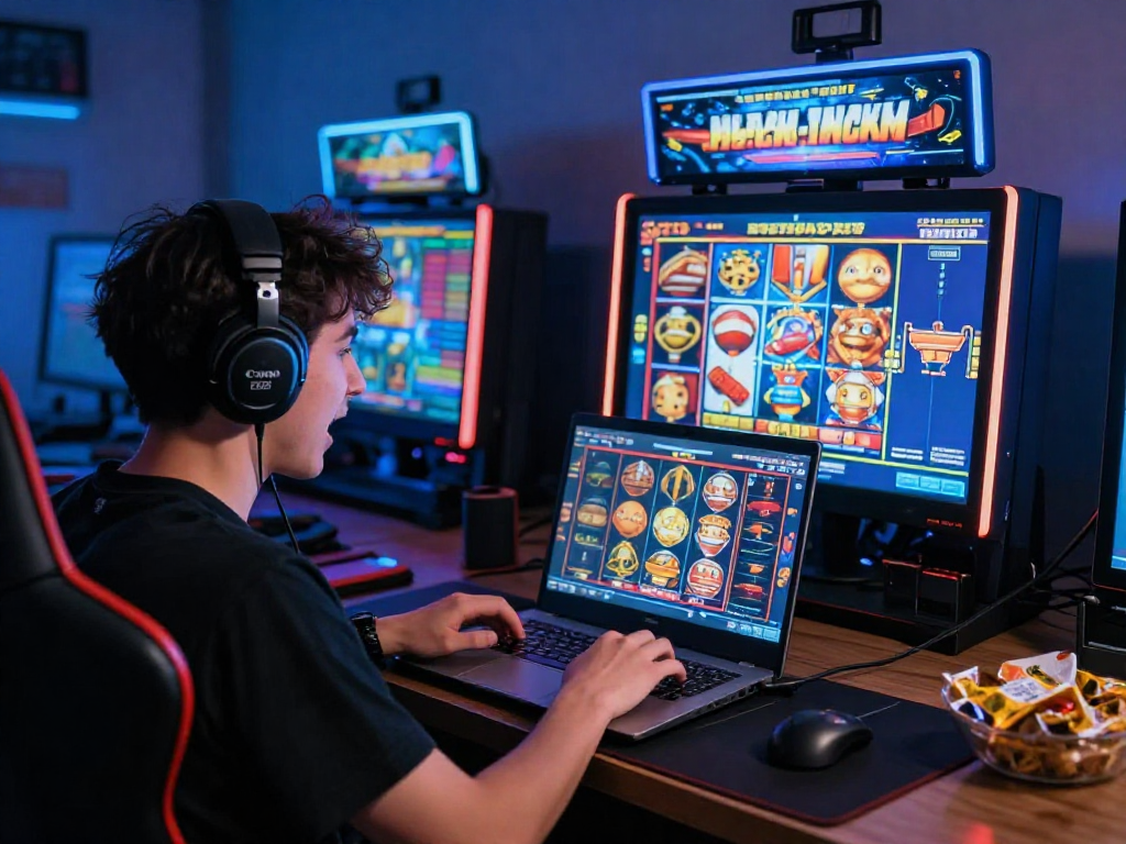 Peserta bermain slot gacor di laptop dengan suasana gaming yang seru dan nyaman.