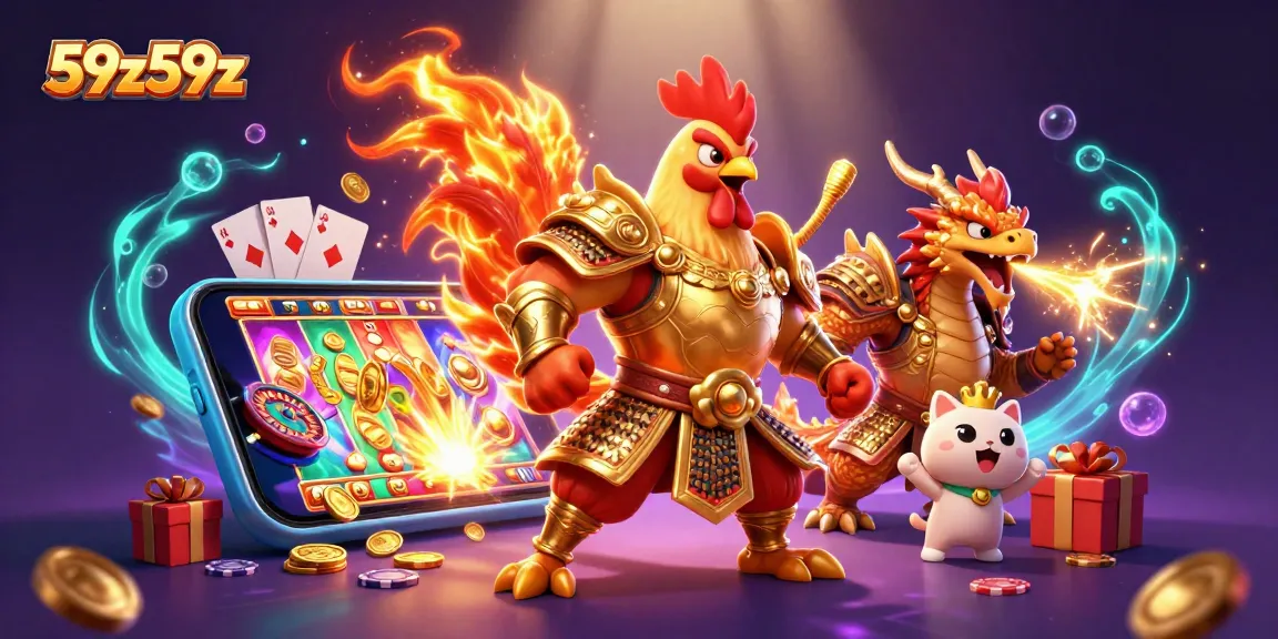 Spin the reels with 59z59z's vibrant 3D cartoon characters and dynamic casino elements.