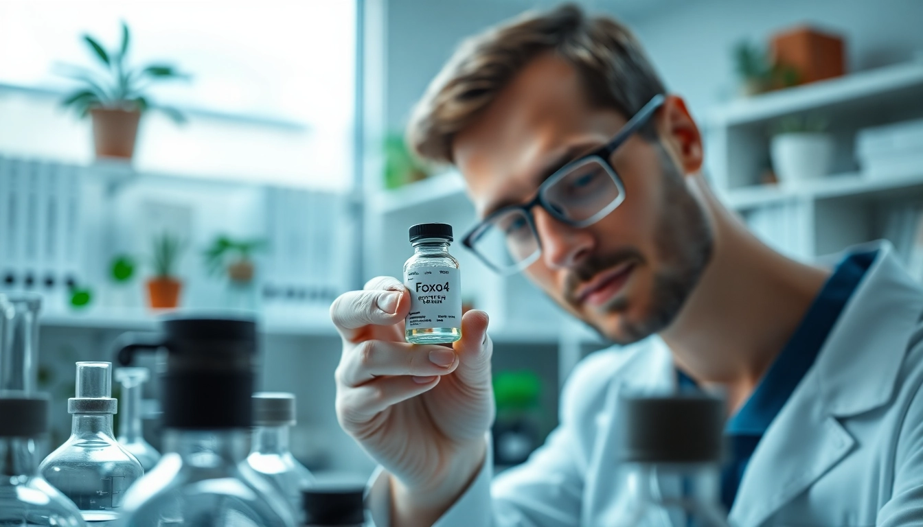 Analyzing foxo4 peptide for sale in a professional laboratory environment.