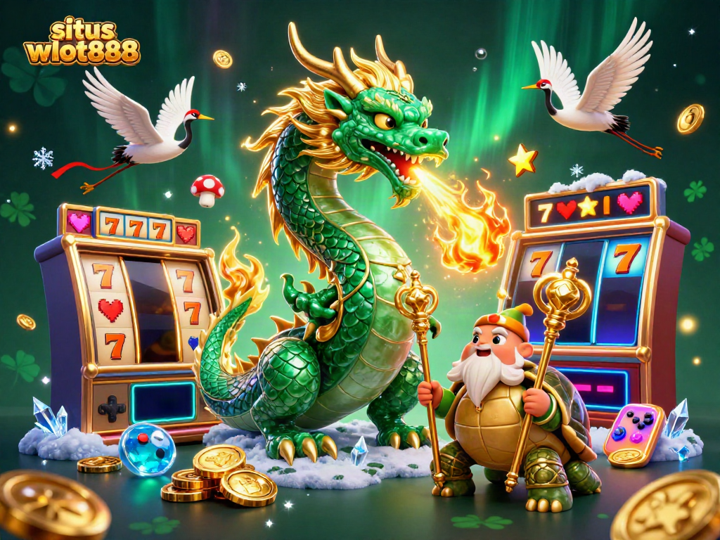 Menangkan jackpot dengan situs wslot888, ilustrasi 3D penuh warna dan detail yang menakjubkan.