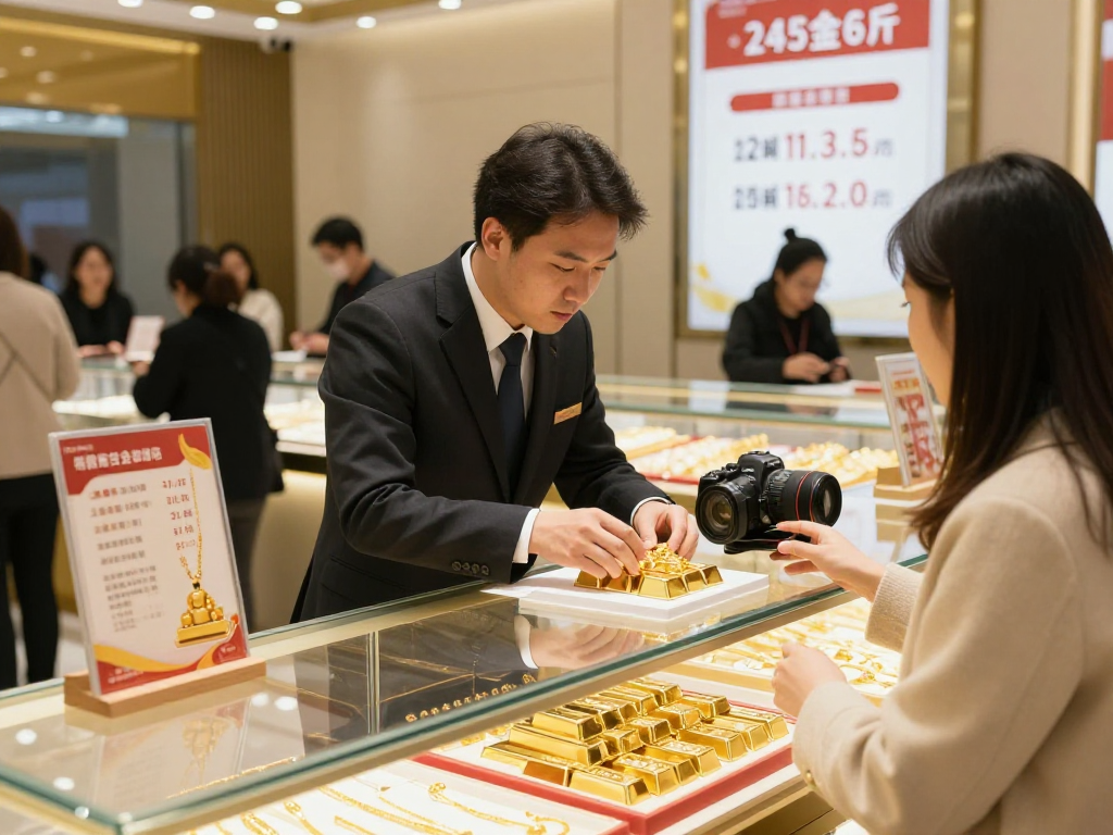 Gold trader assisting customer with mantra88 login options in a modern jewelry shop