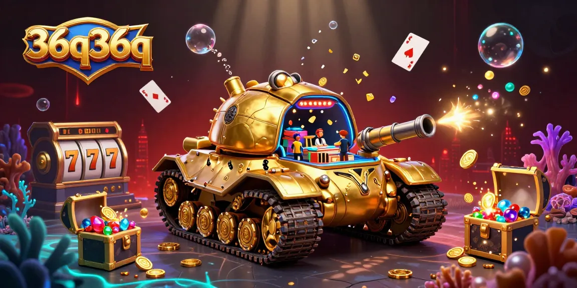Engage with the vibrant 36q36q casino illustration featuring a golden beetle tank and dynamic game elements.