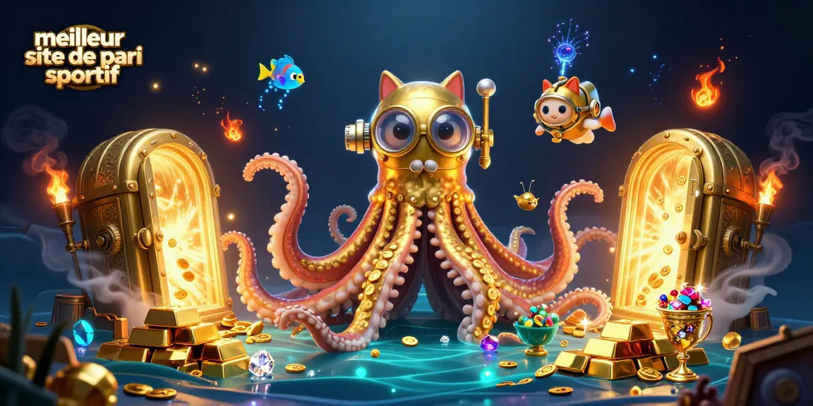Explorez le meilleur site de pari sportif avec des personnages de jeux et des trésors scintillants.