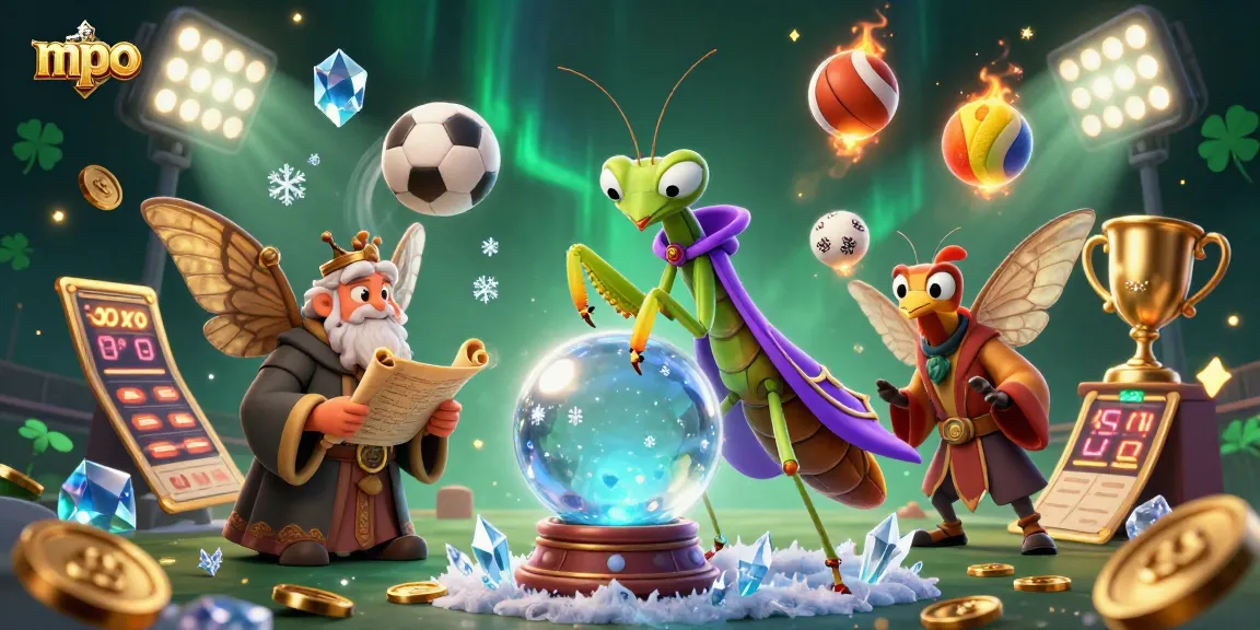 Engage in mpo betting with immersive scenes of fortune tellers and sports balls, showcasing vibrant casino energy.