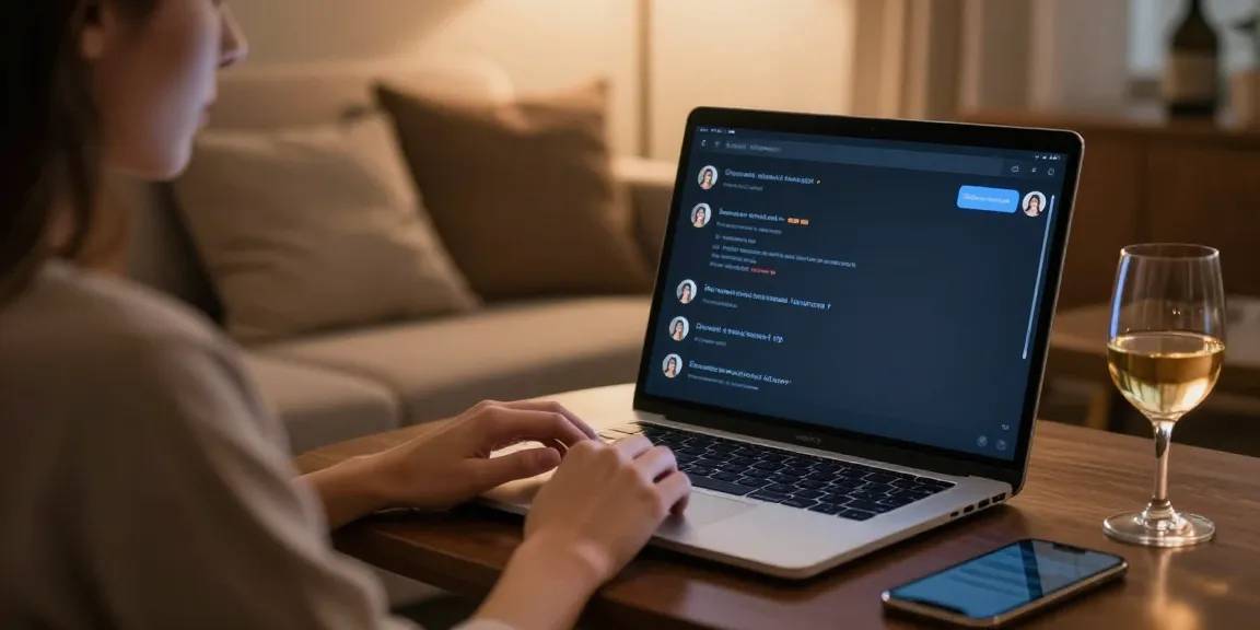 Engaging in a free ai sex chat on a cozy sofa with ambient lighting.