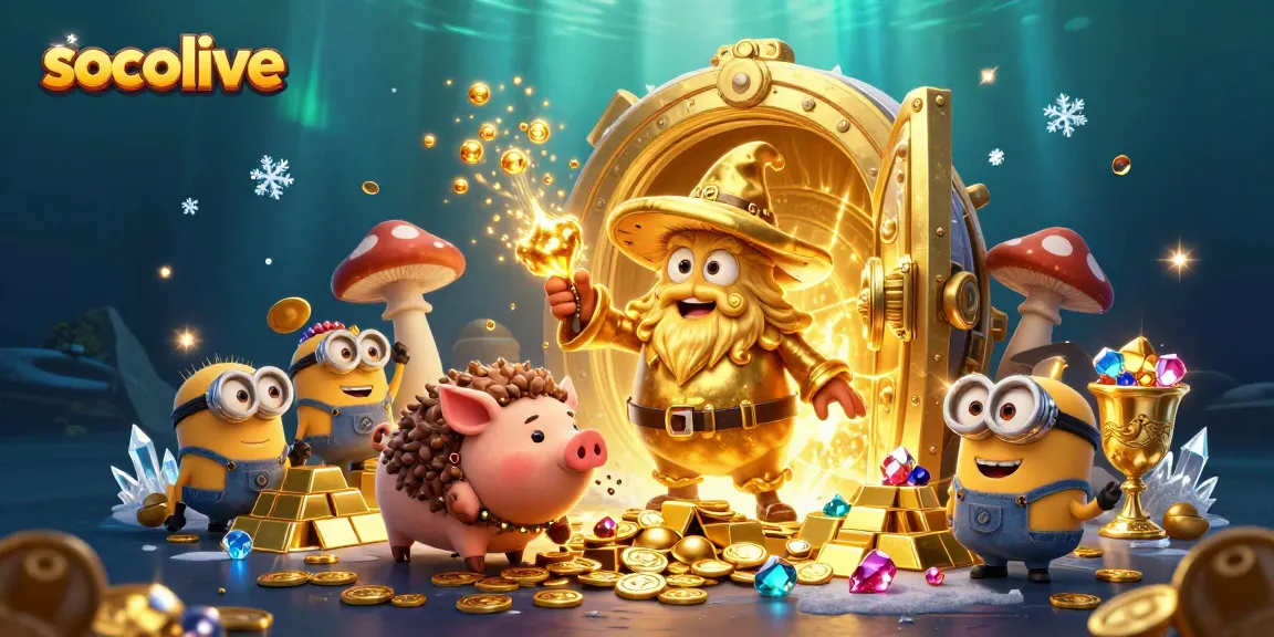 Experience the excitement of socolive with treasure magic and vibrant gambling elements in 3D style.