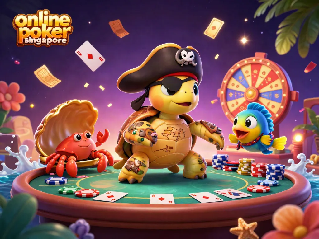 Experience the excitement of online poker Singapore with colorful poker cards and chips in a vibrant scene.