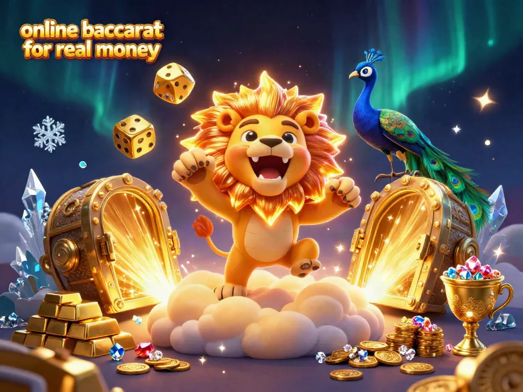 Win big with online baccarat for real money while enjoying vibrant casino elements in a stunning 3D scene.