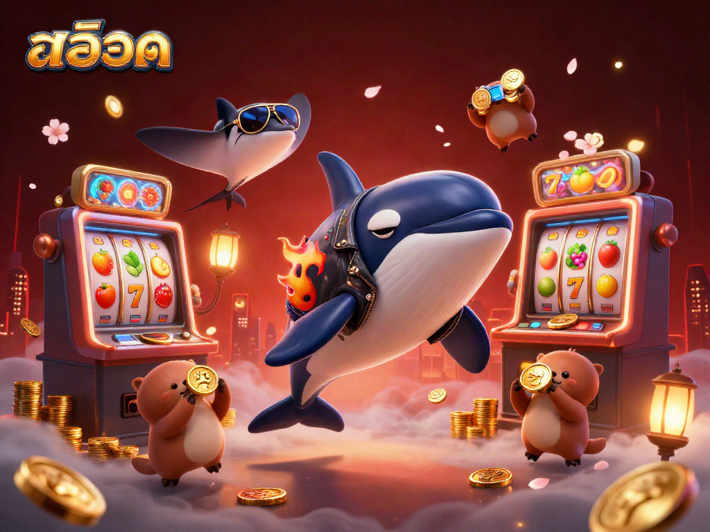 Experience thrilling สล็อต action with a vibrant scene of cartoon characters amidst exciting gaming elements.