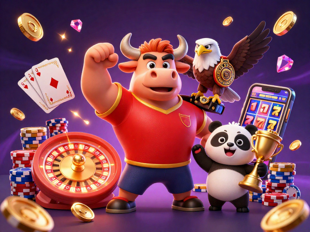 Experience the thrill of winning at trang chủ EE88 as a bull mascot celebrates victory with a golden trophy.